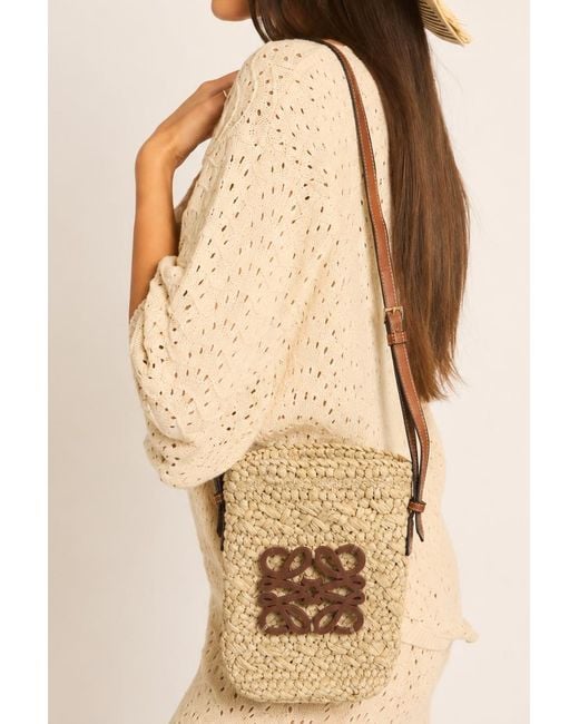Rebellious Fashion Natural Raffia Logo Detail Shoulder Bag