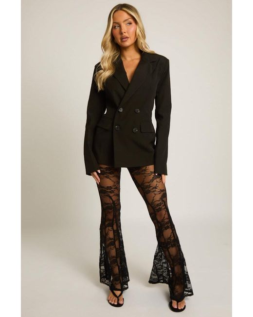 Rebellious Fashion Black Lace Flare Trousers