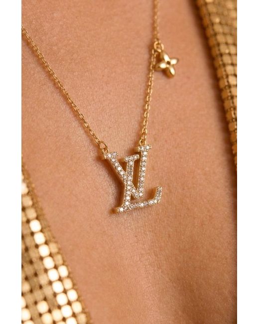 Rebellious Fashion Brown Diamante Logo Necklace