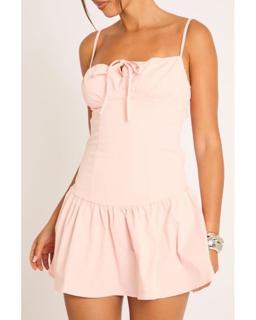 Rebellious Fashion Natural Tie Front Mini Dress