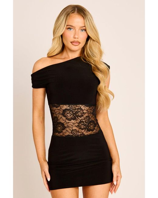 Rebellious Fashion Black Lace Asymmetric Mini Dress