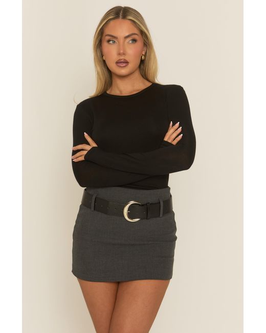 Rebellious Fashion Black Woven Belted Skort
