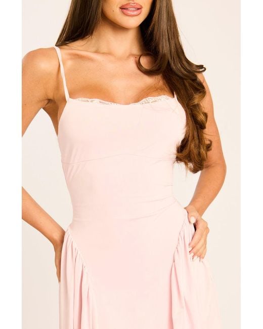 Rebellious Fashion Pink Dropped Waist Skater Mini Dress