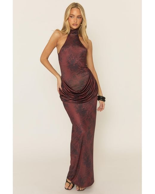 Rebellious Fashion Multicolor Printed Drape Front Maxi Dress