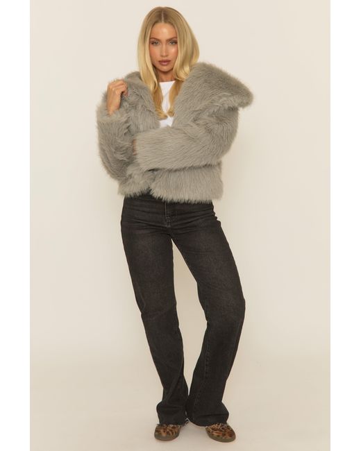 Rebellious Fashion Natural Collared Faux Fur Coat