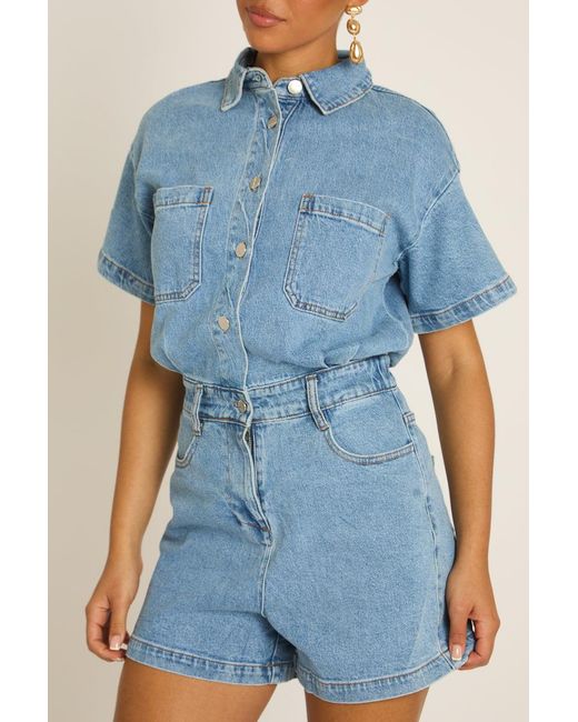 Rebellious Fashion Blue Denim Playsuit