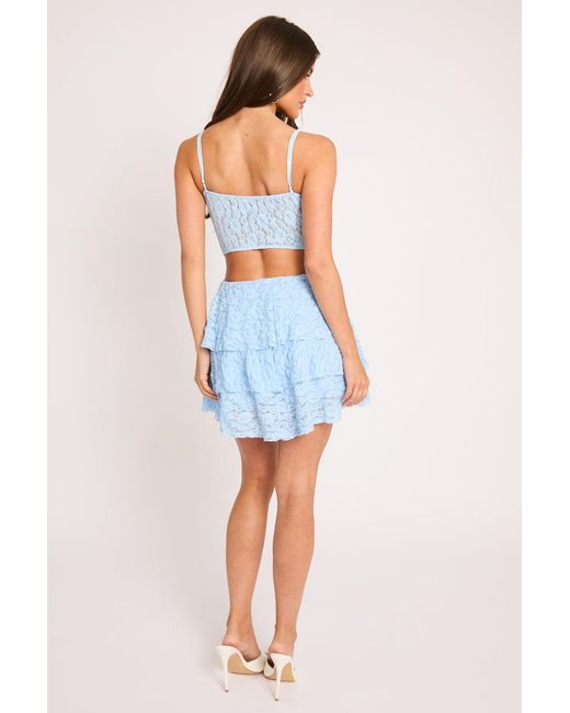 Rebellious Fashion Blue Lace Cut Out Frill Playsuit