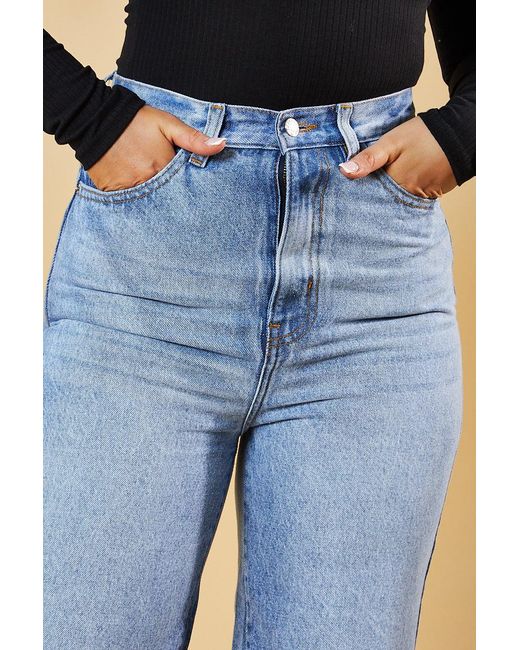 Rebellious Fashion Black Mid Wash Straight Leg Side Split Hem Jeans