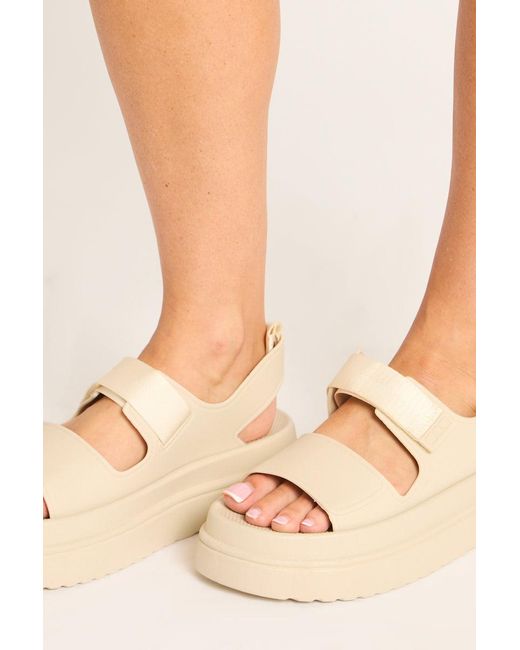Rebellious Fashion Pink Strap Detail Chunky Platform Sandals
