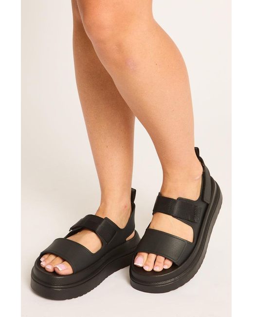 Rebellious Fashion Black Strap Detail Chunky Platform Sandals