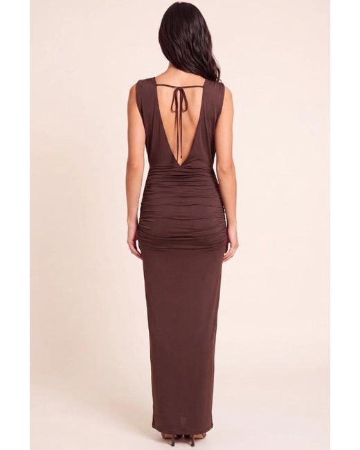 Rebellious Fashion Brown Draped Split Front Maxi Dress