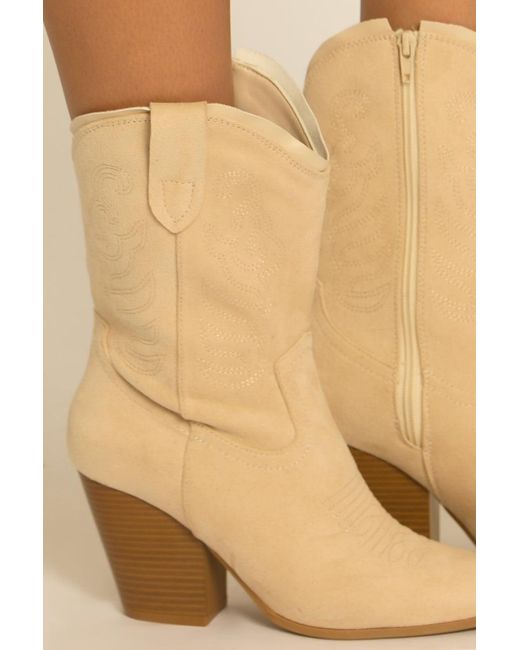 Rebellious Fashion Natural Embroidered Pointed Toe Western Cowboy Boots