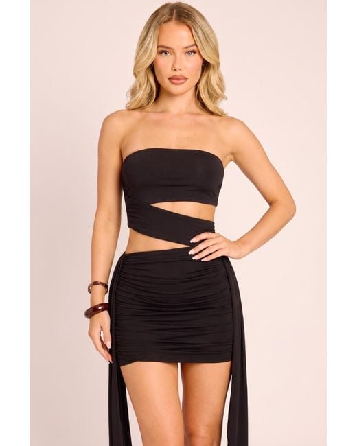 Rebellious Fashion Black Bandeau Cut Out Mini Dress