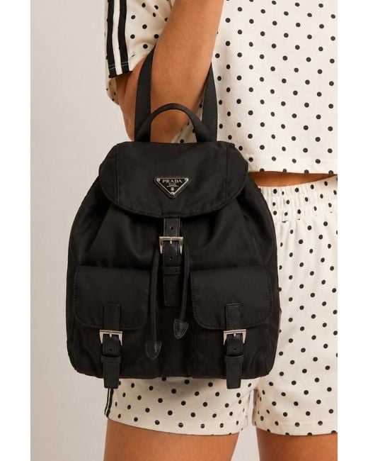 Rebellious Fashion Black Logo Detail Nylon Backpack Bag