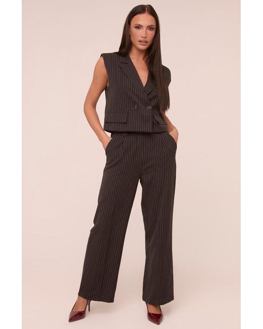 Rebellious Fashion Black Pin Stripe Boxy Waist Coat & Straight Leg Trouser Co-Ord Set