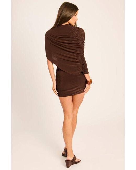 Rebellious Fashion Brown Draped Asymmetric Mini Dress