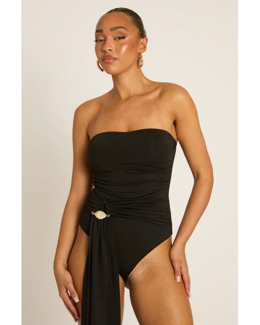 Rebellious Fashion Black Bandeau Trim Detail Bodysuit