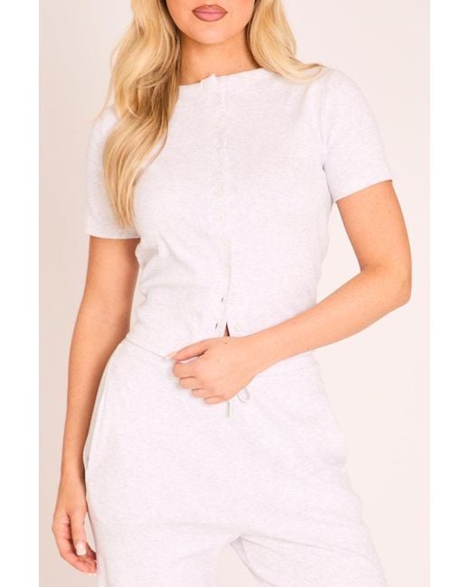 Rebellious Fashion Pink Button Front Short Sleeve Top And Jogger Co-Ord