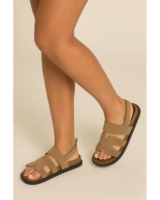 Rebellious Fashion Natural Faux Suede Caged Sandals