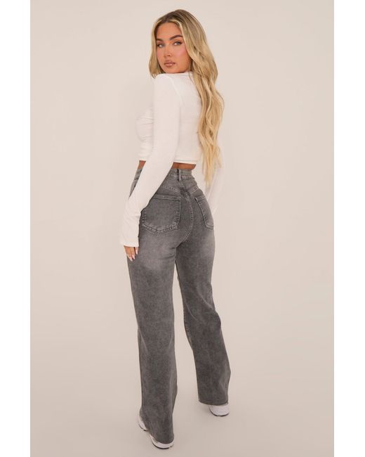 Rebellious Fashion Natural Petite Stretch Straight Leg Frayed Hem Jeans
