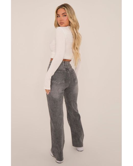 Rebellious Fashion Natural Tall Stretch Straight Leg Frayed Hem Jeans