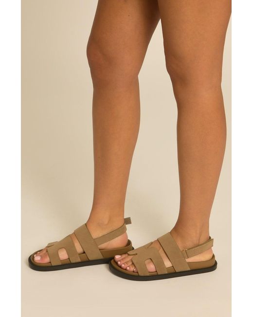 Rebellious Fashion Natural Faux Suede Caged Sandals