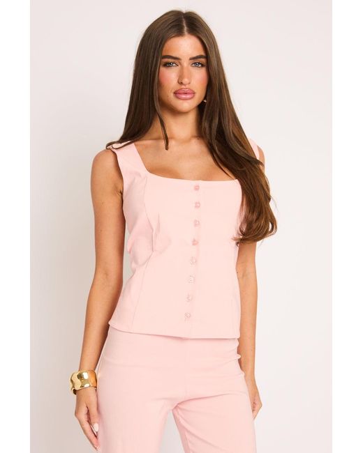 Rebellious Fashion Pink Waistcoat And Flare Trouser Co-Ord Set