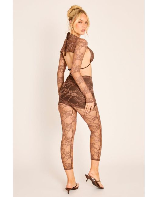Rebellious Fashion Natural Lace 3 Piece Capri Co-Ord Set