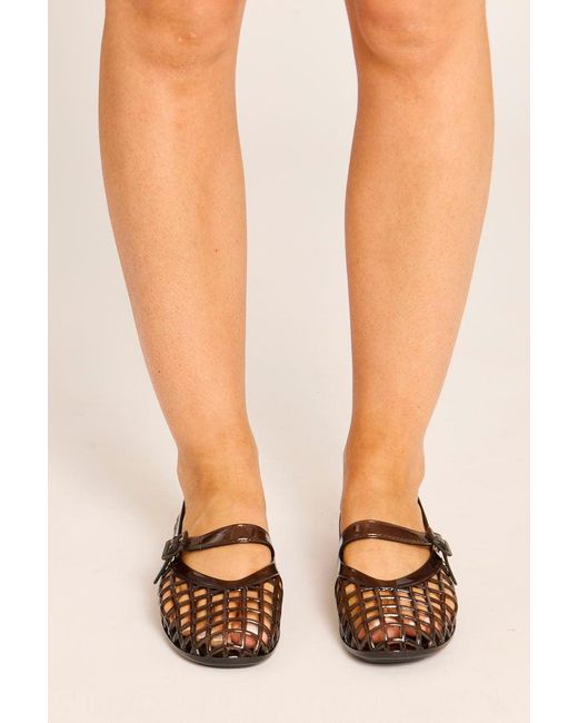 Rebellious Fashion Black Cage Jelly Ballet Flats