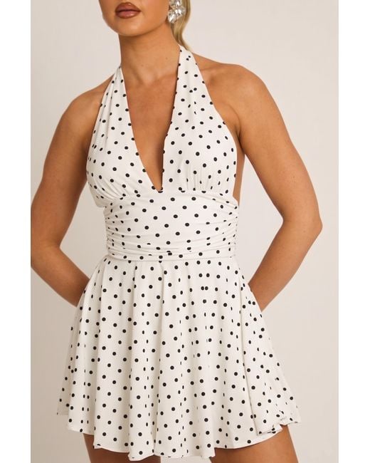 Rebellious Fashion Multicolor Halter Plunge Neck Mini Dress