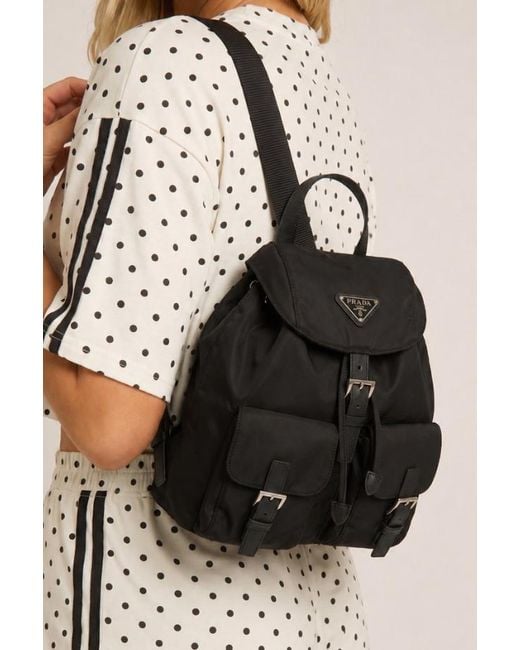 Rebellious Fashion Black Logo Detail Nylon Backpack Bag