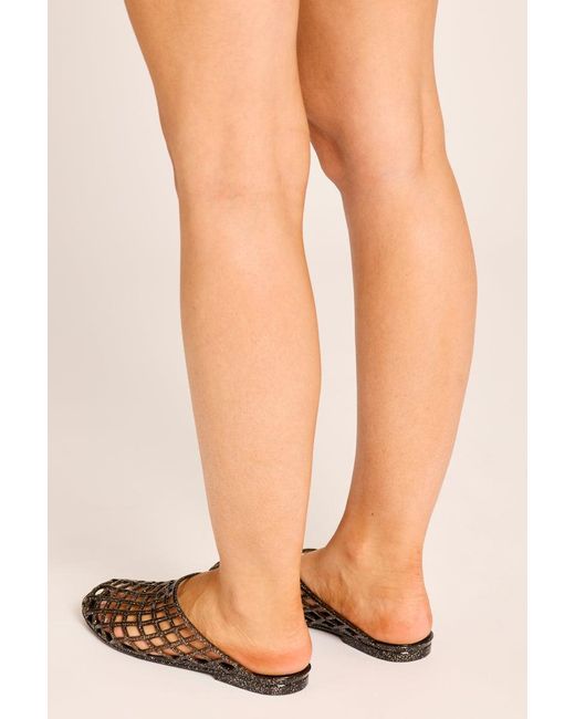 Rebellious Fashion Natural Cage Jelly Mule Sliders