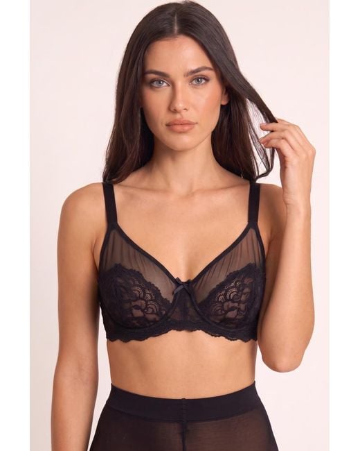 Rebellious Fashion Black Lace Detail Mesh Underwired Bra