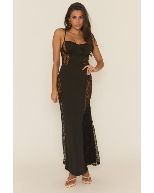 Rebellious Fashion Black Lace Cut Out Maxi Dress