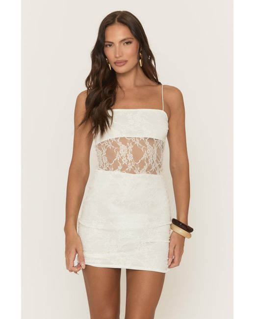 Rebellious Fashion Natural Lace Strappy Bodycon Mini Dress