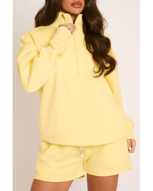 Rebellious Fashion Yellow Oversized Half Zip Sweater And Joggers Loungewear Co-Ord Set