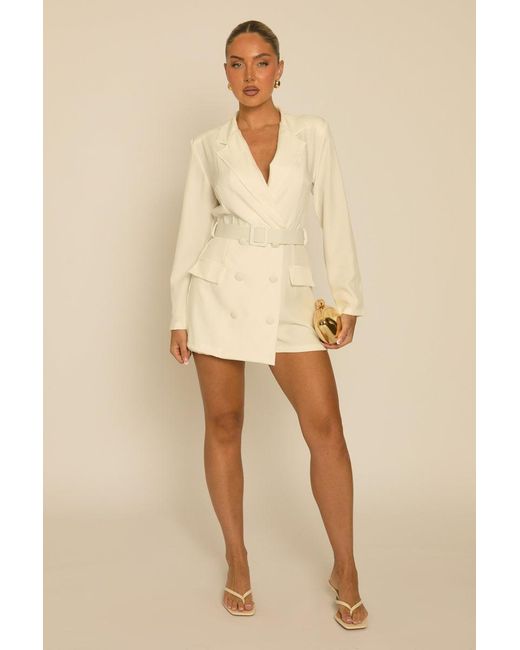 Rebellious Fashion Natural Tailored Blazer Playsuit