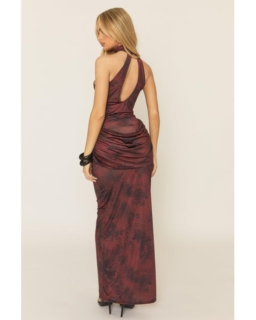 Rebellious Fashion Multicolor Printed Drape Front Maxi Dress