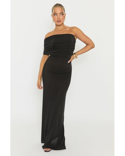 Rebellious Fashion Black One Shoulder Acetate Slinky Maxi Dress