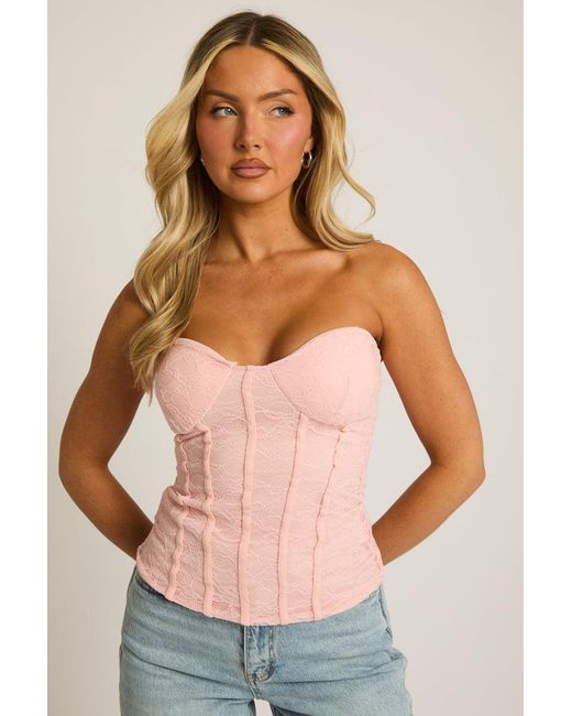Rebellious Fashion Pink Lace Corset Top