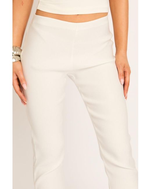 Rebellious Fashion Natural Bengaline Split Hem Capri Pants
