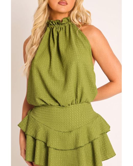 Rebellious Fashion Green Textured Flippy Playsuit