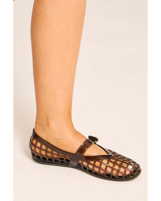 Rebellious Fashion Black Cage Jelly Ballet Flats