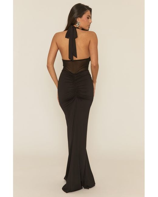 Rebellious Fashion Red Mesh Corset Maxi Dress