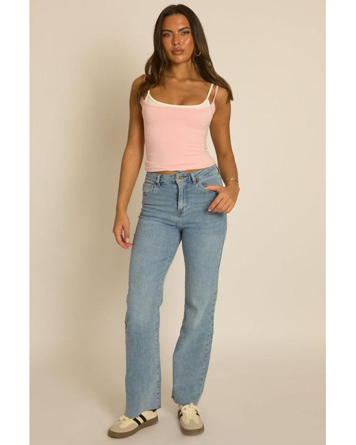Rebellious Fashion Blue Mid Stretch Hotfix Pocket Detail Jeans