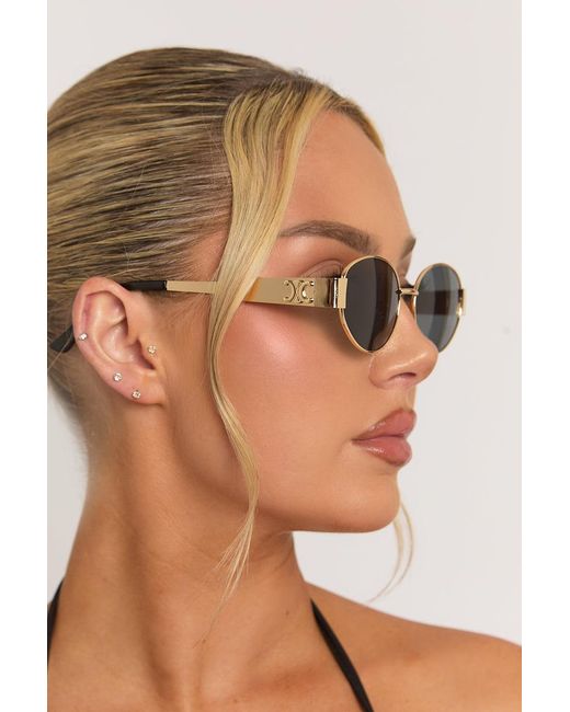 Rebellious Fashion Brown Oval Frame Tinted Lense Sunglasses