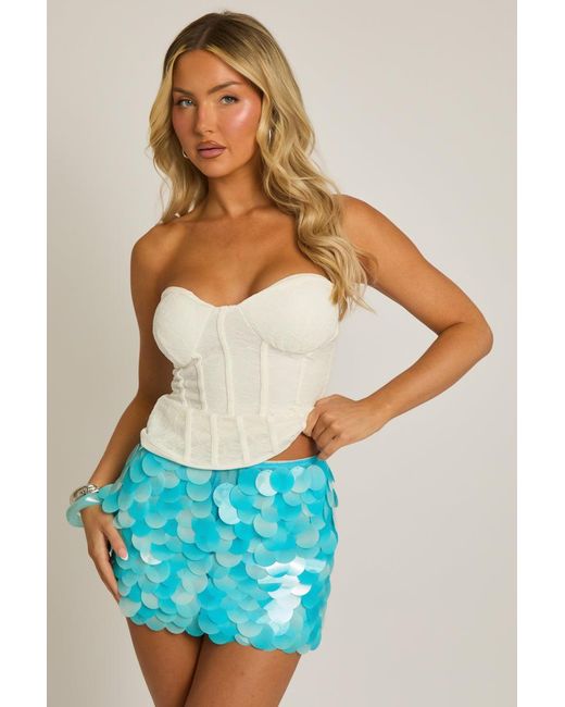 Rebellious Fashion Green Disc Sequin Mini Skirt
