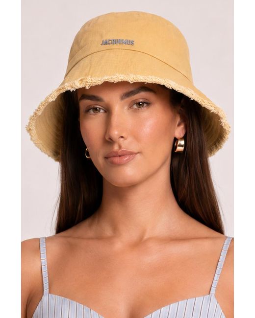 Rebellious Fashion Natural Logo Detail Bucket Hat