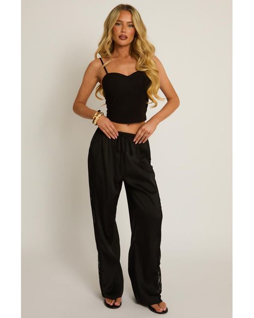 Rebellious Fashion Blue Lace Satin Trousers