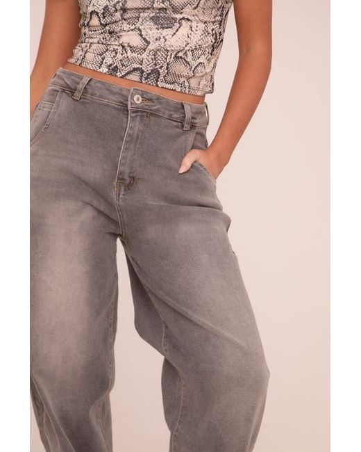 Rebellious Fashion Natural Charcoal High Waist Stretch Mom Jeans